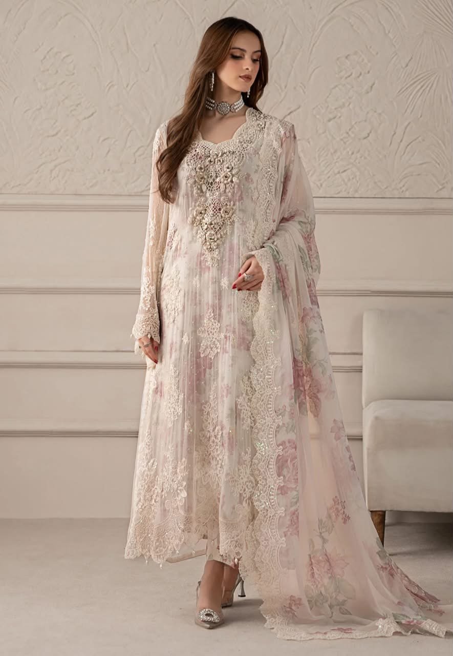 Maria B Luxury Chiffon Embroidered Dress